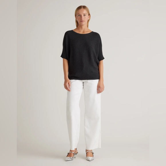 NWT Quince Lightweight Cotton Cashmere Dolman Sweater in Heather Charcoal - Picture 2 of 8